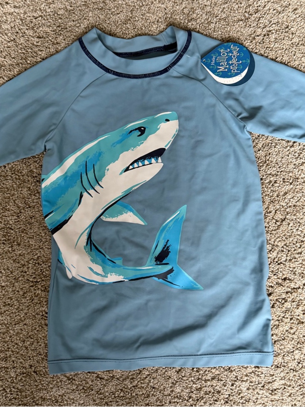 Hatley Kids Blue Shark Rash Guard Swim Shirt